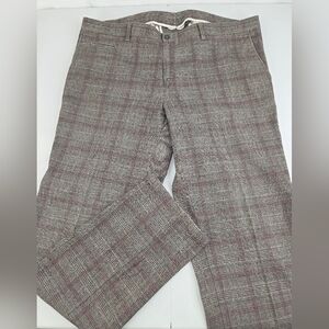Brax Feel Good Men's Gray Brown Plaid Pants Size 40x34 I-3318